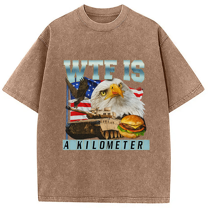 bbb WTF Is A Kilometer Meme Washed T-Shirt
