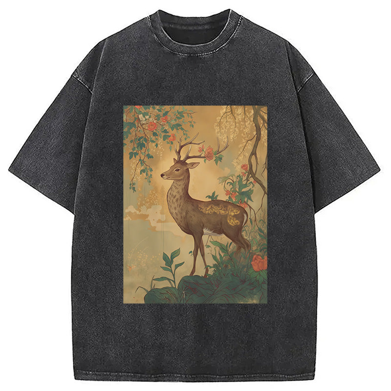 bbb Graceful Japanese Deer Washed T-Shirt