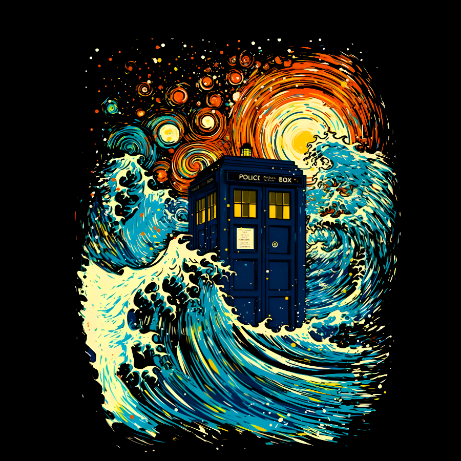 Great Kanagawa Wave And The Tardis  T-Shirt