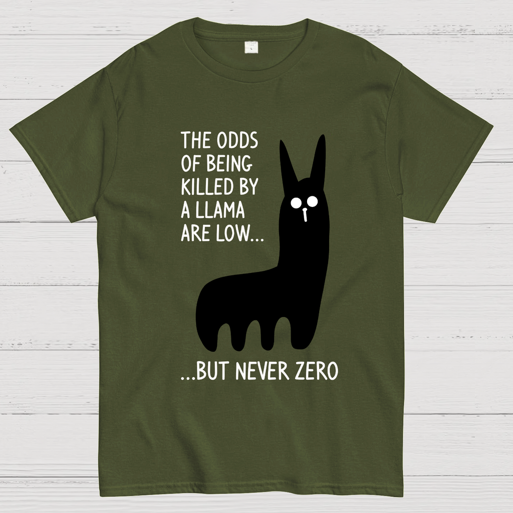 The Odds Of Being Killed By Allama Are Low But Never Zero Killer Llama  T-Shirt