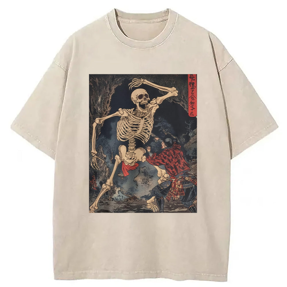 bbb Japanese Horror Skeleton Washed T-Shirt