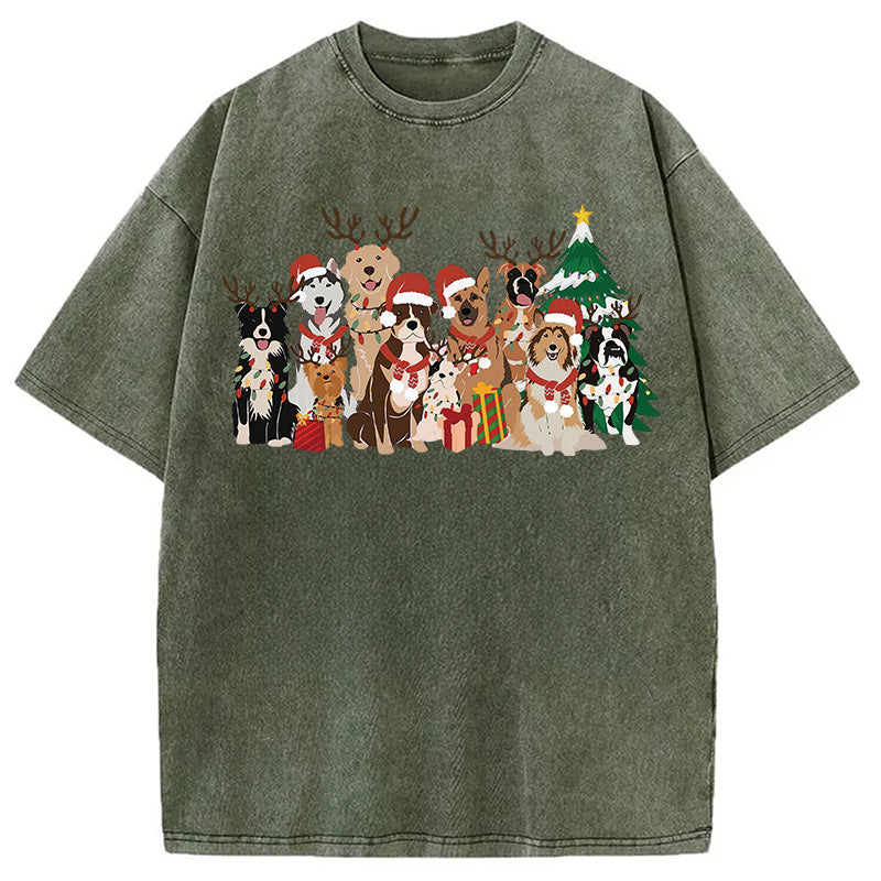 bbb Christmas Dogs Washed T-Shirt