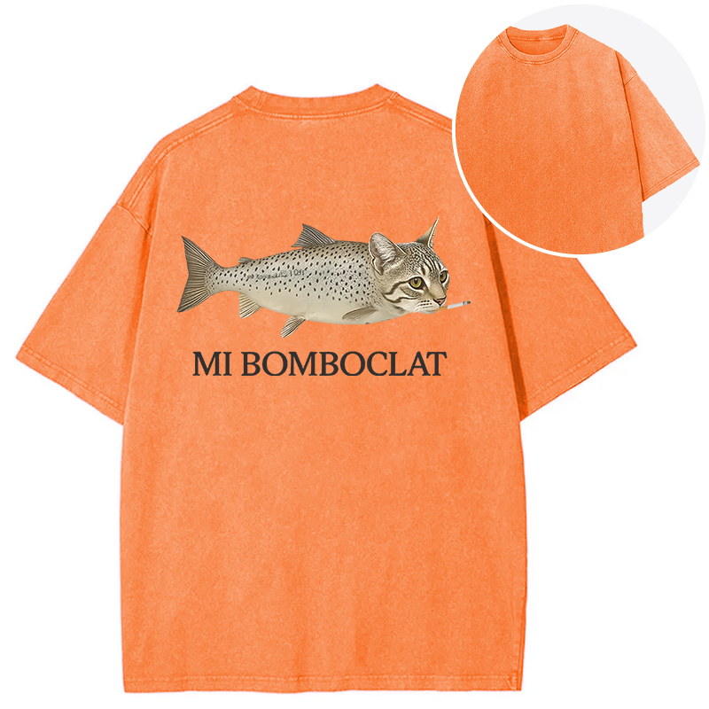 bbb Bomboclat Fish Cat Meme Back Washed T-Shirt