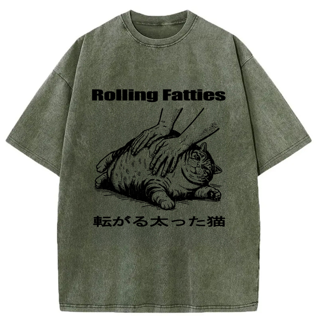 bbb Rolling Fatties Cat Washed T-Shirt