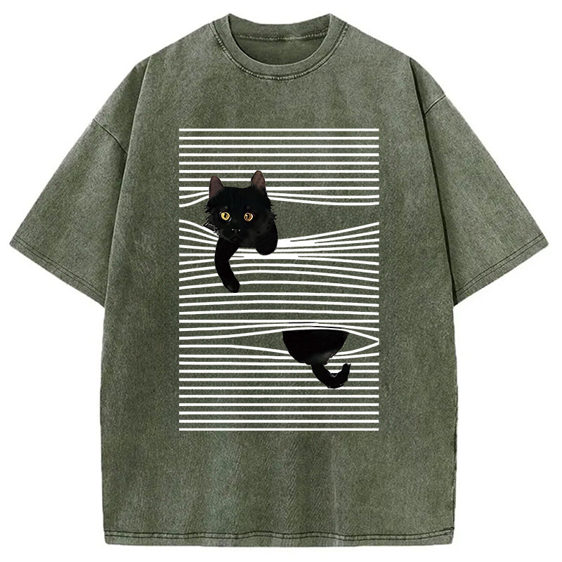 bbb Cat Scratching Curtain Washed T-Shirt