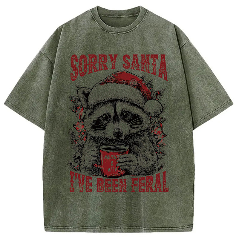 bbb Sorry Santa I've Been Feral Washed T-Shirt