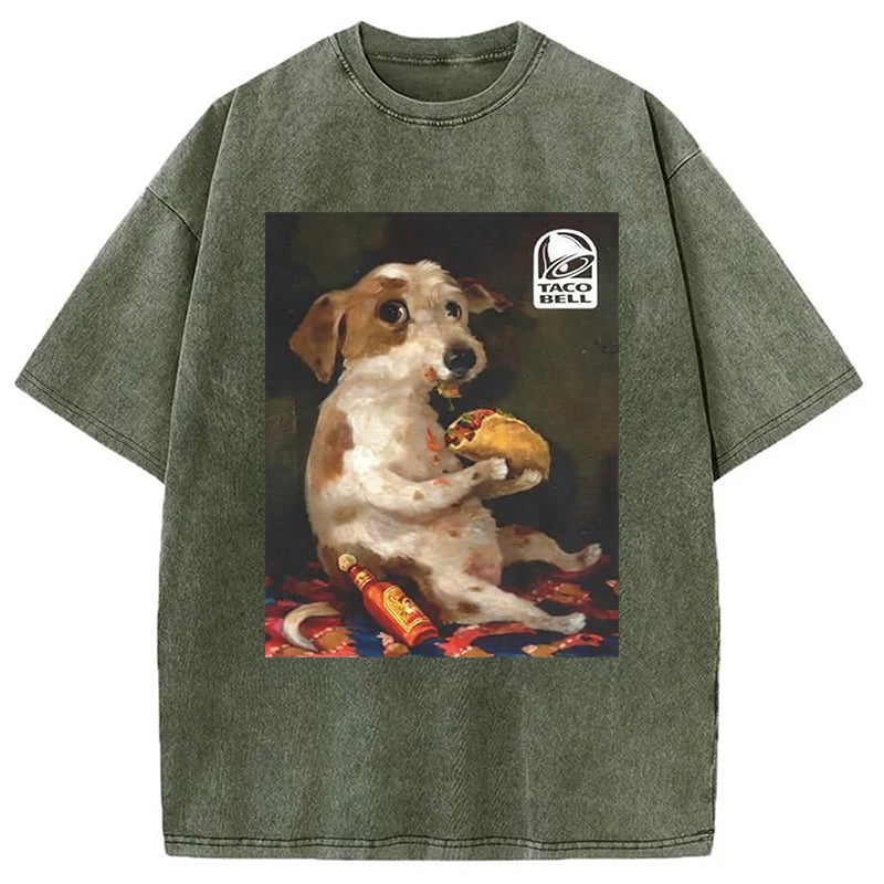 bbb Dog Chill With Taco Bell Vintage Washed T-Shirt