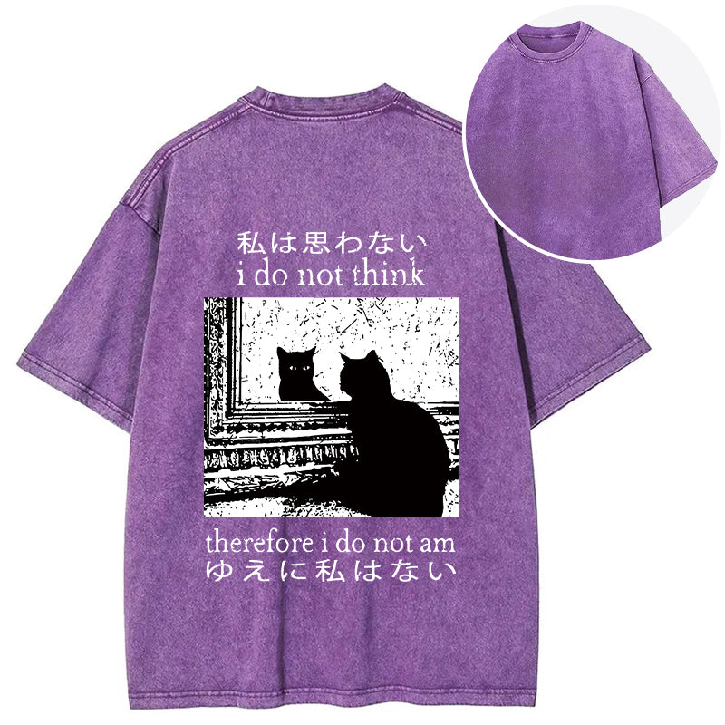 bbb Thinking Cat Back Washed T-Shirt