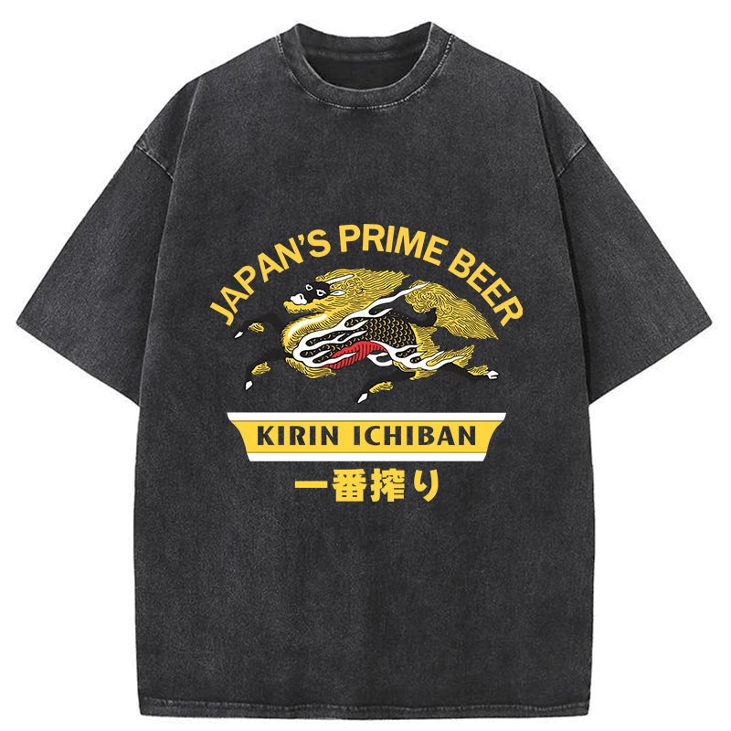 bbb Kirin Ichiban Beer Logo Japanese Washed T-Shirt
