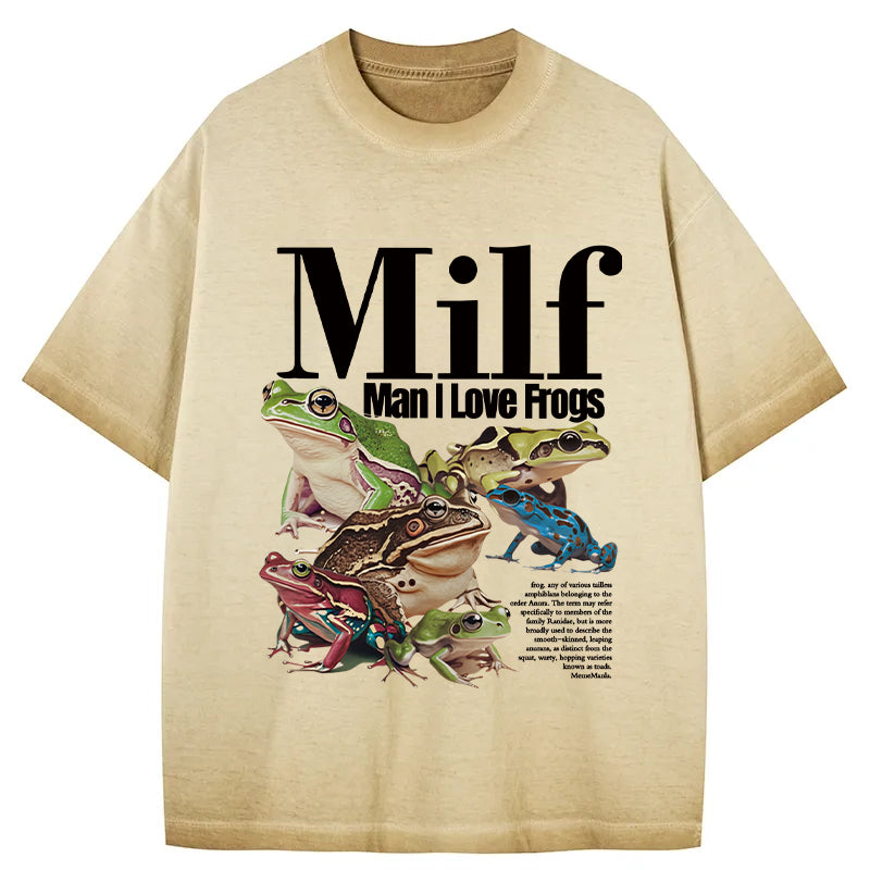 bbb Man I Love Frogs Meme Gradient Washed T-Shirt