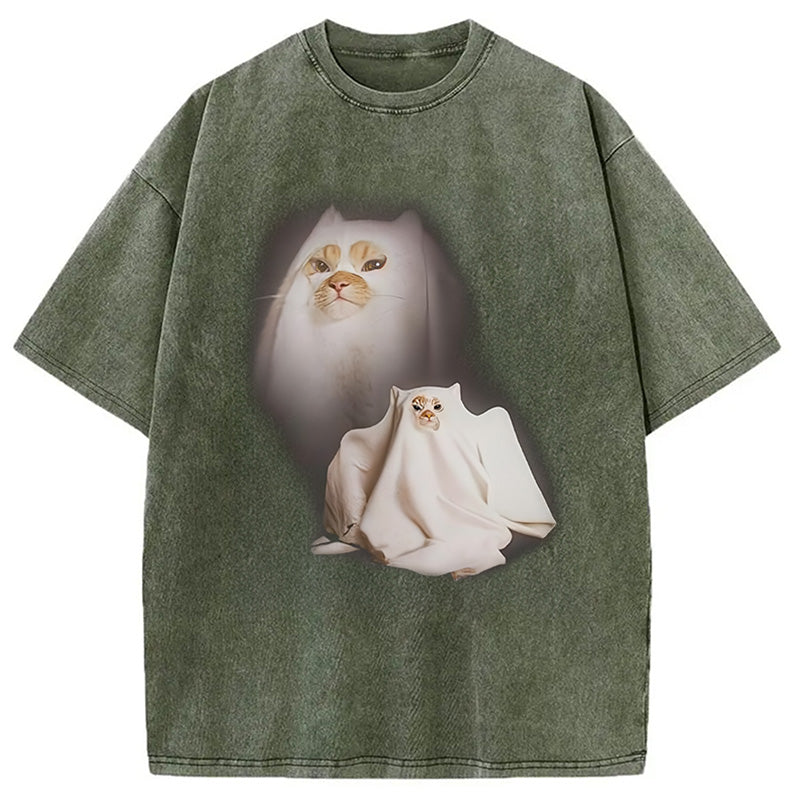 bbb Ghost Cat Meme Washed T-Shirt