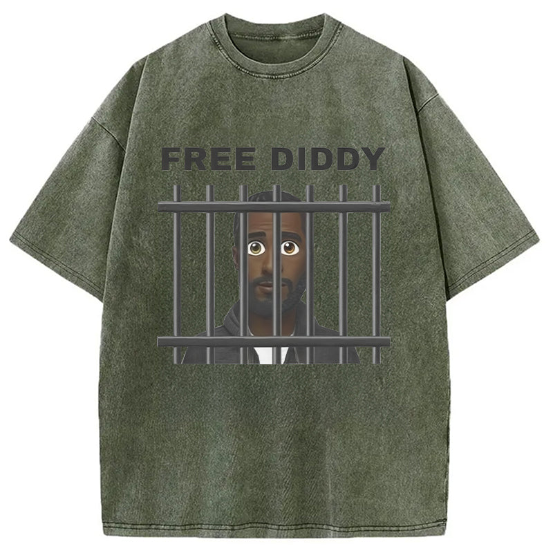 bbb Original Free Diddy Funny Meme Washed T-Shirt