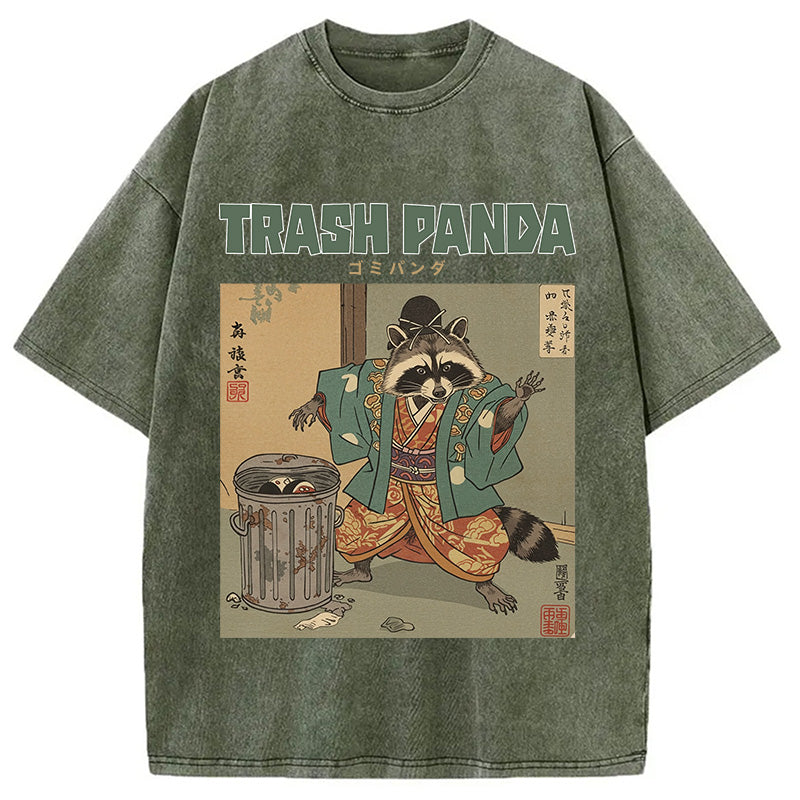 bbb Trash Panda Traditional Japanese Meme Washed T-Shirt