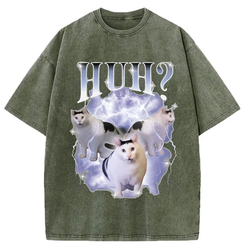 bbb Huh Cat Chonky Ben Meme Washed T-Shirt