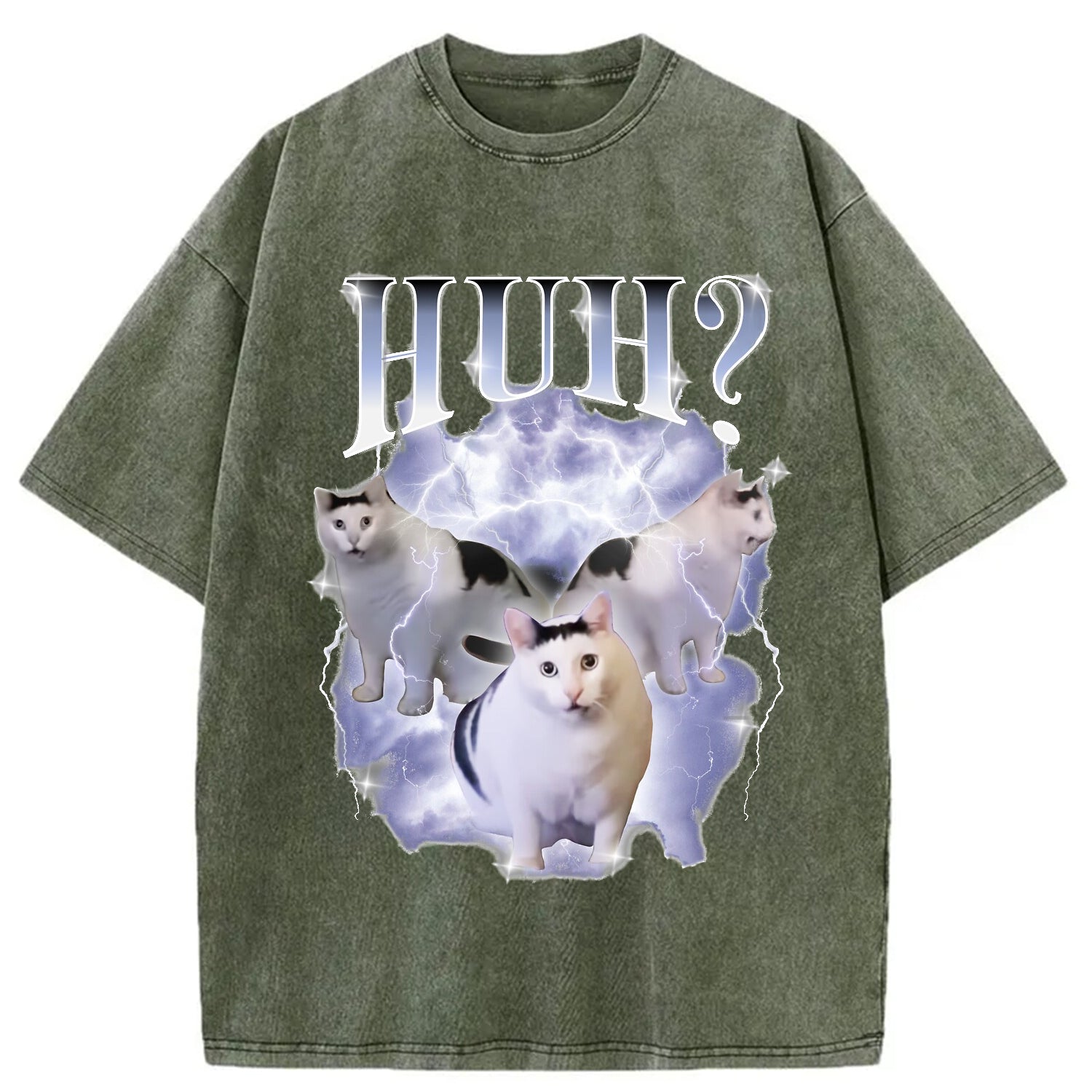 bbb Huh Cat Chonky Ben Meme Washed T-Shirt
