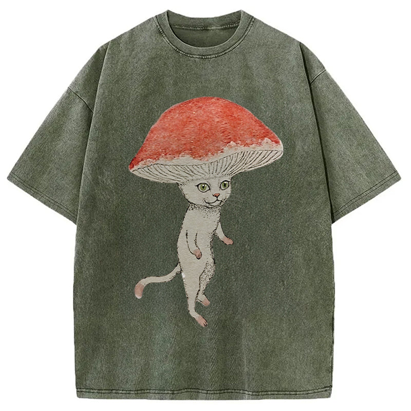 bbb Magic Mushroom Cat Washed T-Shirt