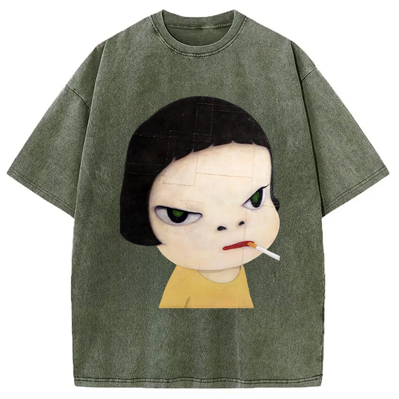 bbb Too Young To Die Smoking Girl Washed T-Shirt