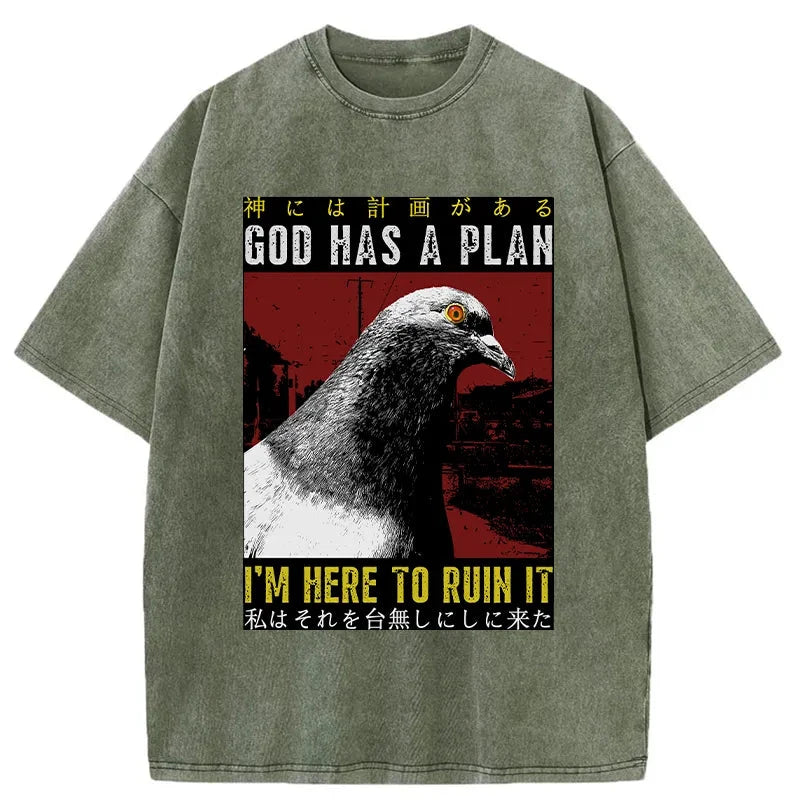bbb Pigeons That Want To Break The Plan Washed T-Shirt