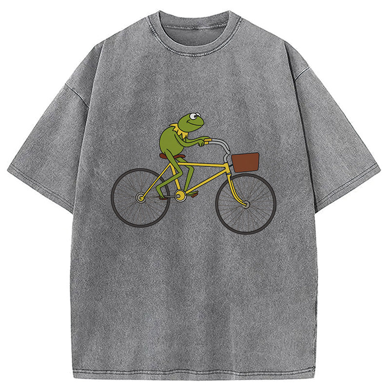 bbb Kermit Riding A Bike Washed T-Shirt