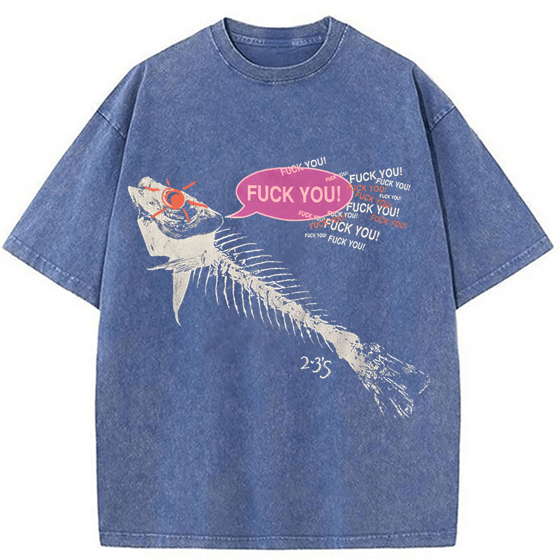 bbb Vintage 90’s Fish Skeleton Washed T-shirt