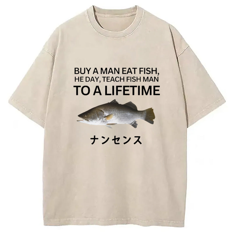 bbb Buy a Man Eat Fish Washed T-Shirt