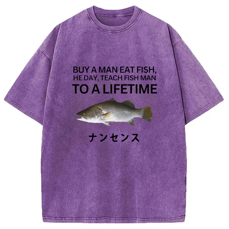 bbb Buy a Man Eat Fish Washed T-Shirt