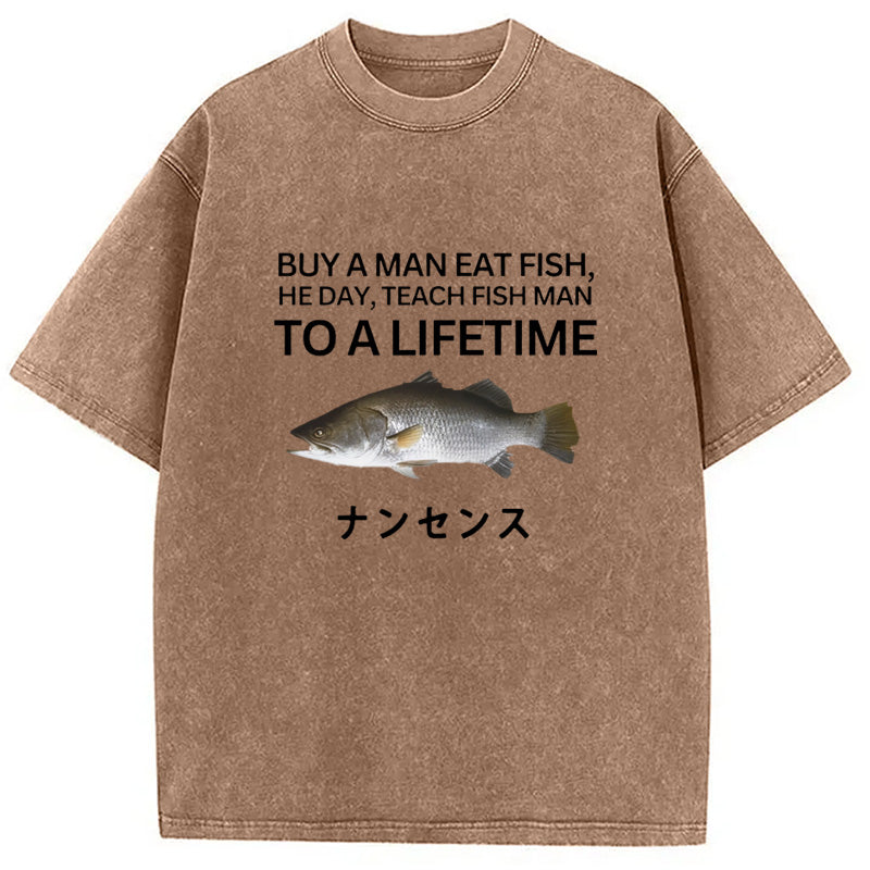 bbb Buy a Man Eat Fish Washed T-Shirt
