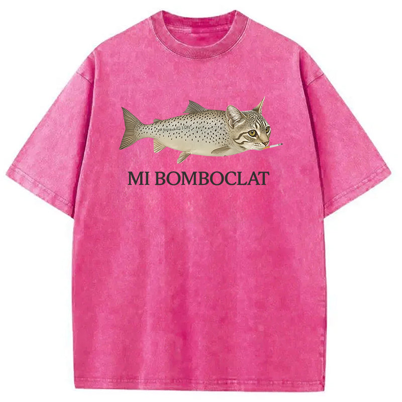 bbb Bomboclat Fish Cat Meme Washed T-Shirt