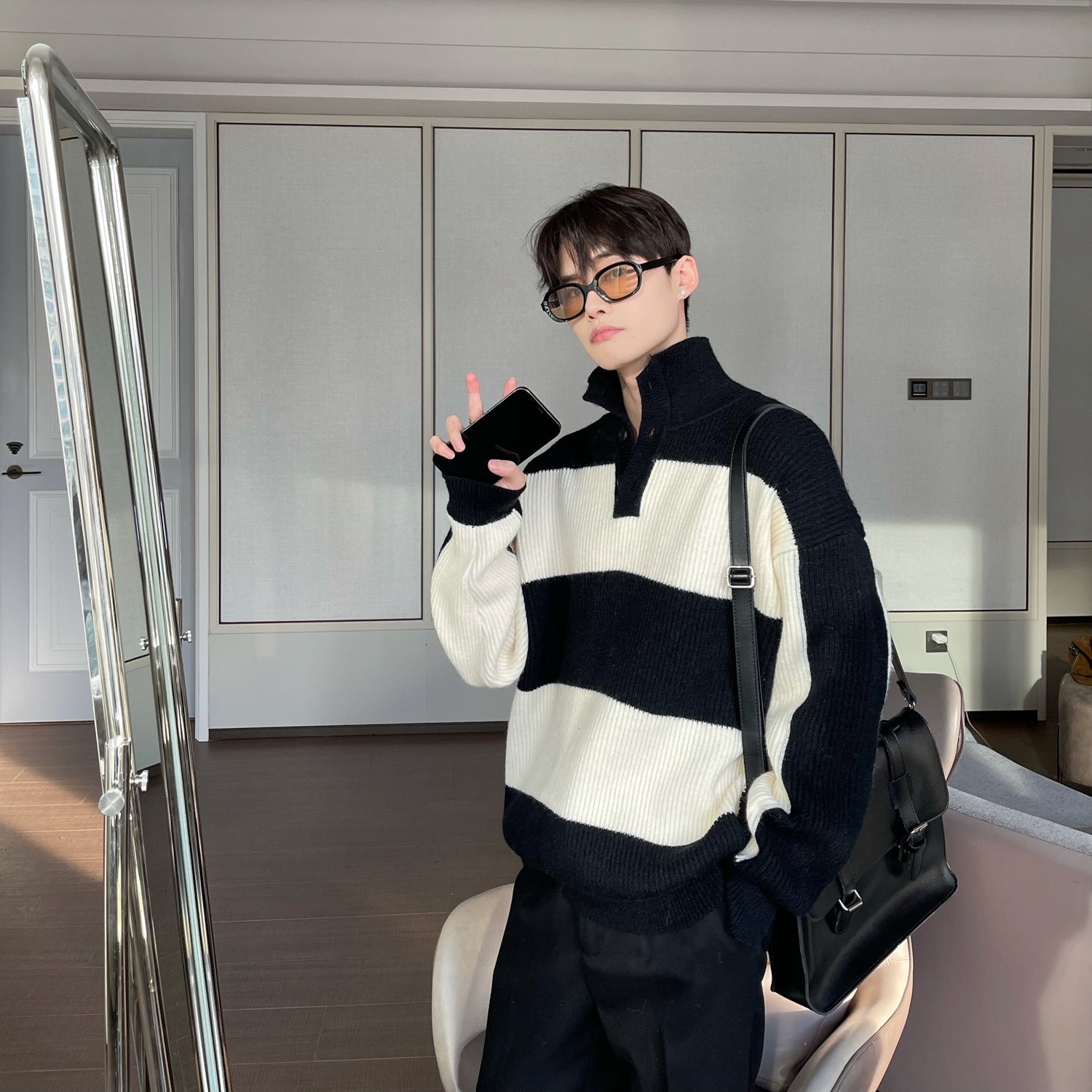 Warm Men’s Turtleneck Sweater - Relaxed Ribbed Knit, Winter