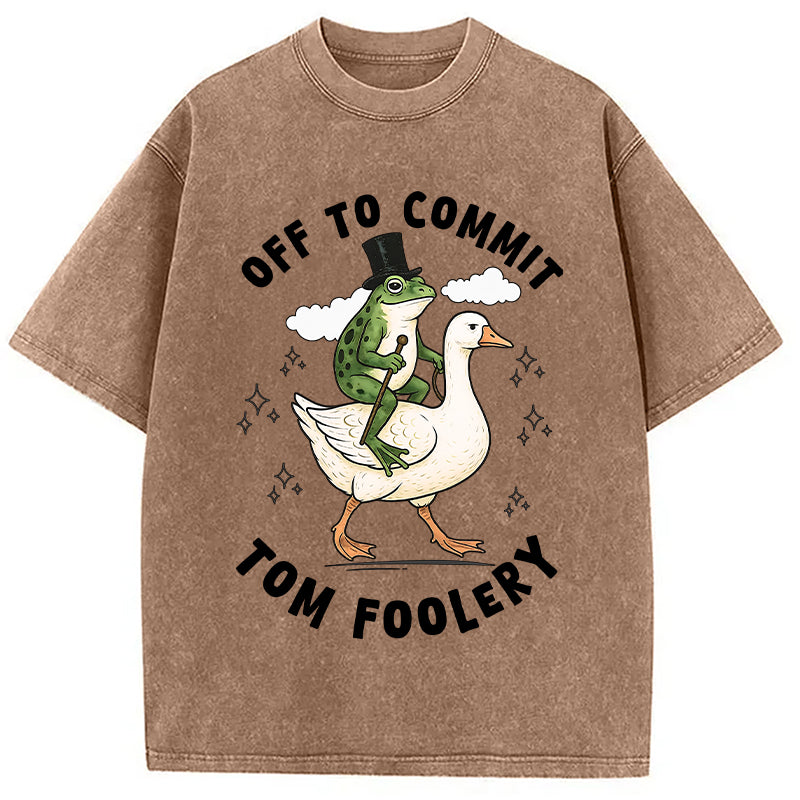 bbb Frog Riding Goose Funny Sarcastic Meme Washed T-Shirt