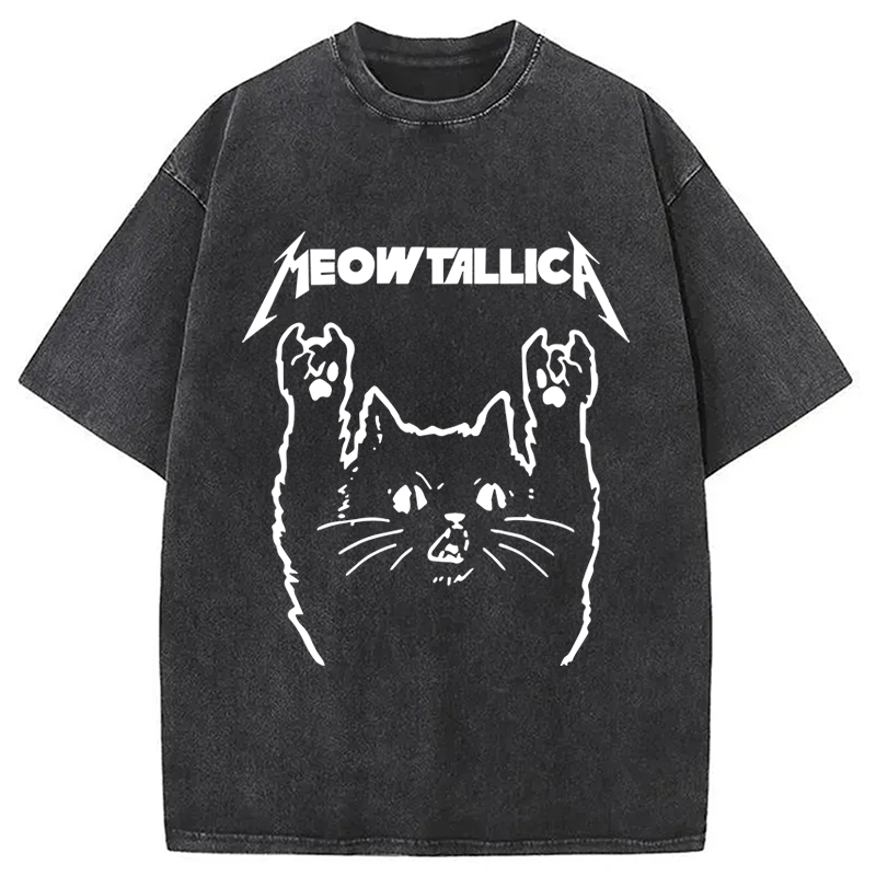 bbb Vintage Album Cat Meowtallica Japan Washed T-Shirt