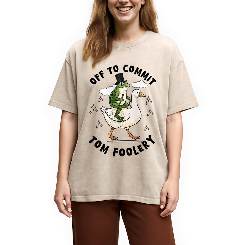 bbb Frog Riding Goose Funny Sarcastic Meme Washed T-Shirt