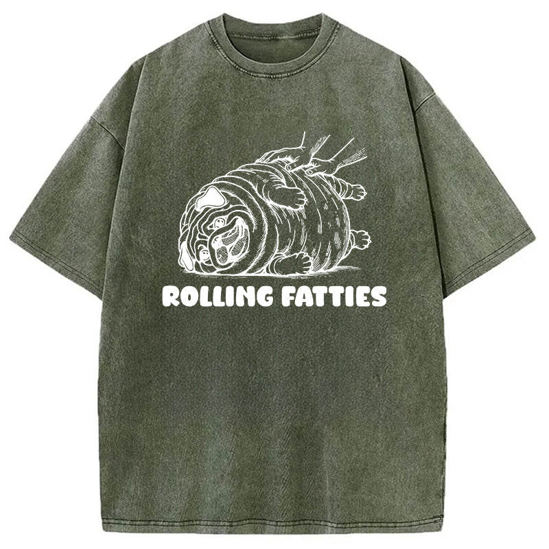 bbb Rolling Fatties Dog Funny Pug Meme Washed T-Shirt