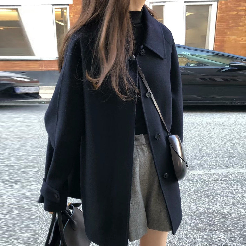 Warmer, klassischer Damen-Wollmantel – mittellang, A-Linie für den Winter