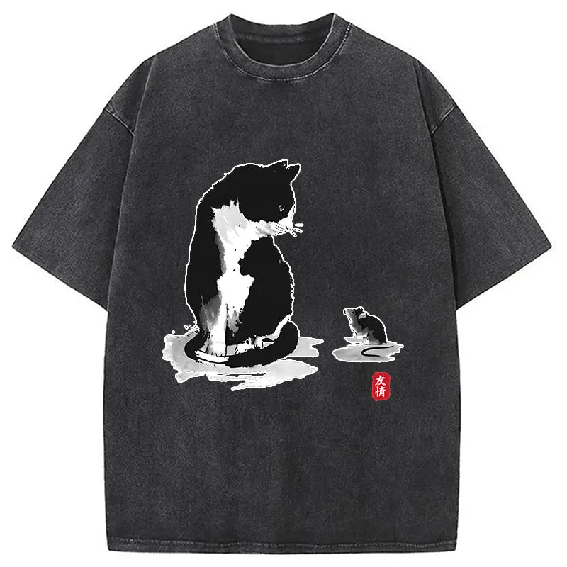 bbb Cat And Mouse Friendship Washed T-Shirt