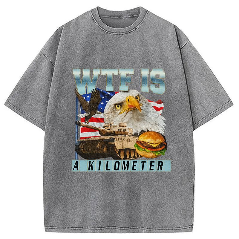 bbb WTF Is A Kilometer Meme Washed T-Shirt