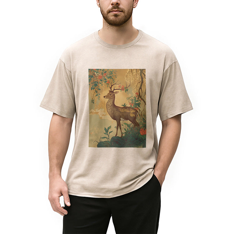 bbb Graceful Japanese Deer Washed T-Shirt