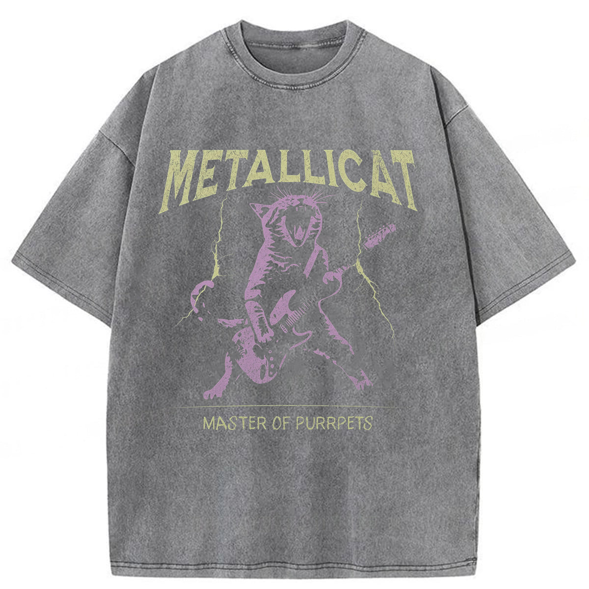 bbb Funny Guitar Cat Washed T-shirt