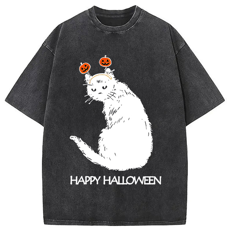 bbb Halloween Cat Japanese Washed T-Shirt