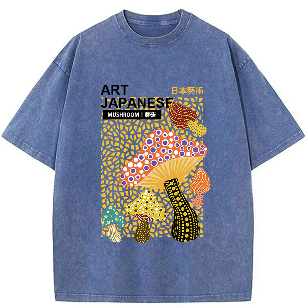 bbb Colorful Mushroom Japanese Art Washed T-Shirt