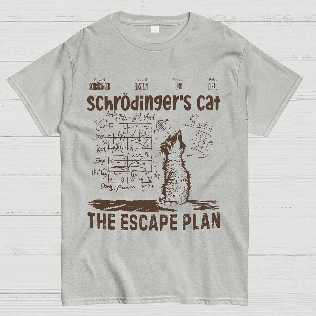 Schrodinger's Cat Escape Plan Interesting Physics Science  T-Shirt