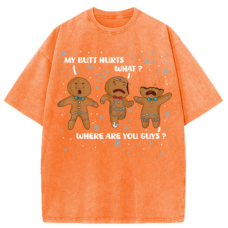 bbb My Butt Hurts Funny Christmas Washed T-Shirt