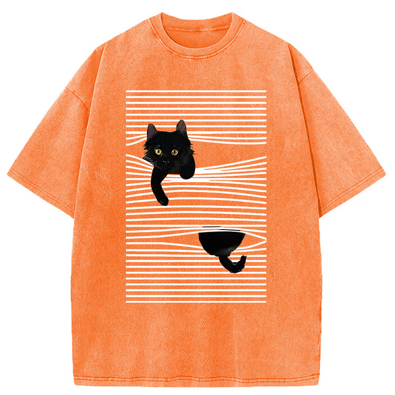 bbb Cat Scratching Curtain Washed T-Shirt