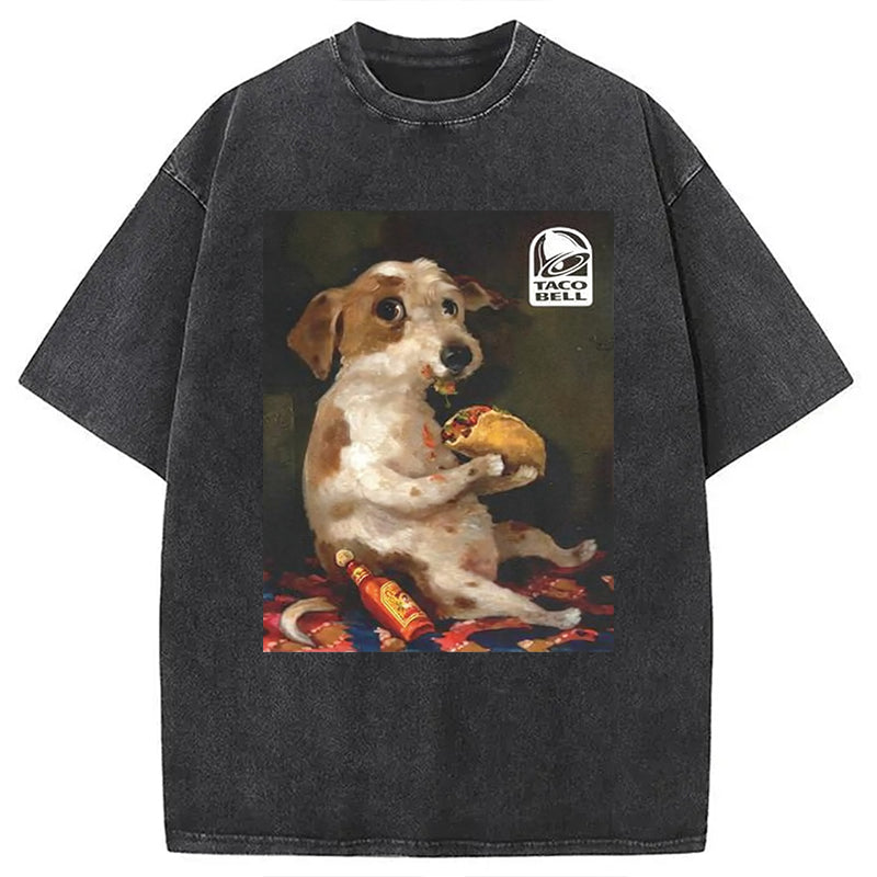 bbb Dog Chill With Taco Bell Vintage Washed T-Shirt