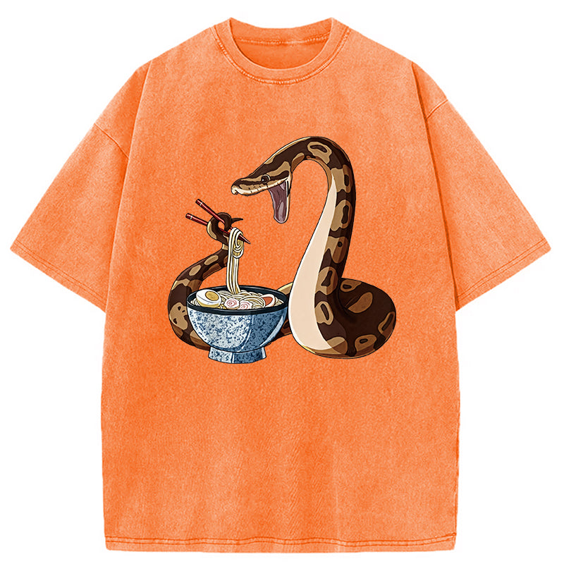 bbb Japanese Kawaii Ramen Snake Funny Washed T-Shirt