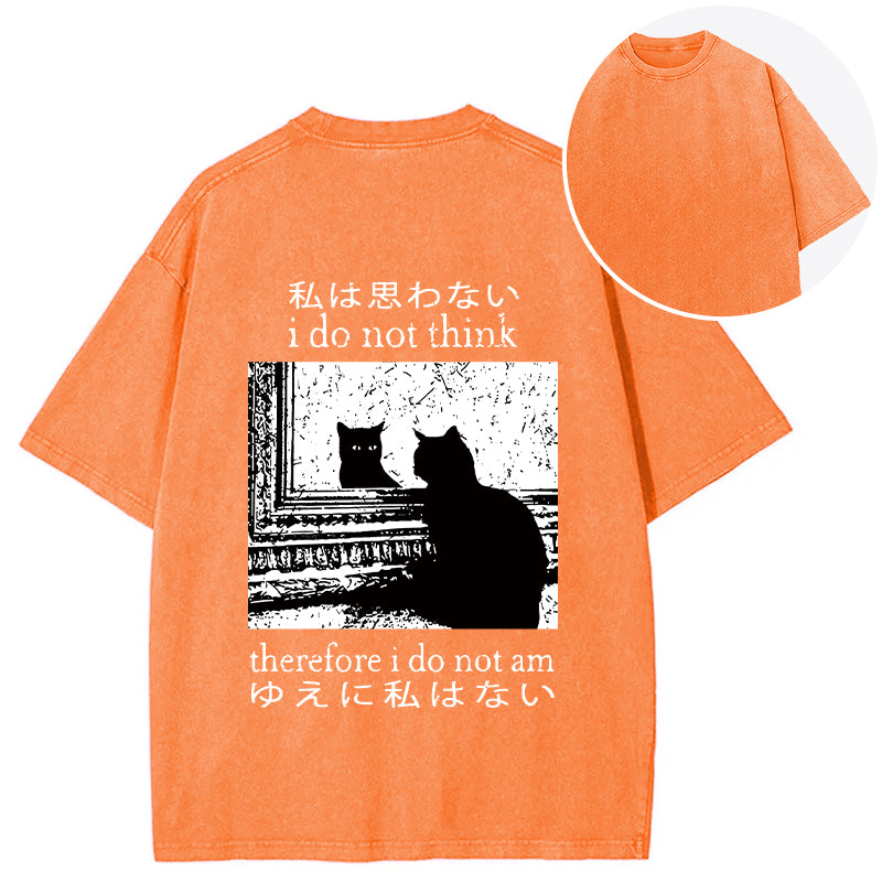 bbb Thinking Cat Back Washed T-Shirt