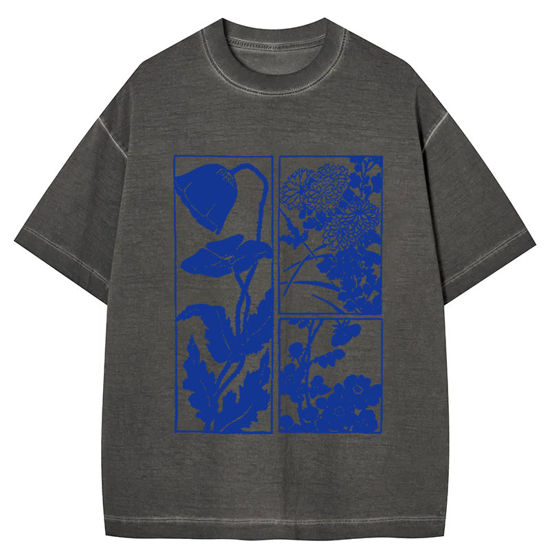 bbb Woodcut Flowers Gradient Washed T-Shirt
