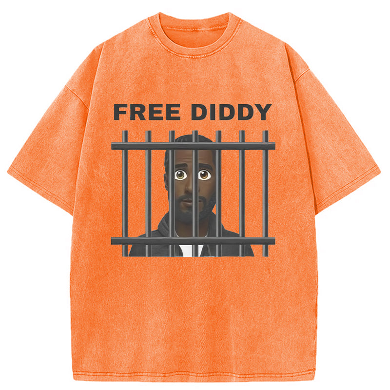 bbb Original Free Diddy Funny Meme Washed T-Shirt