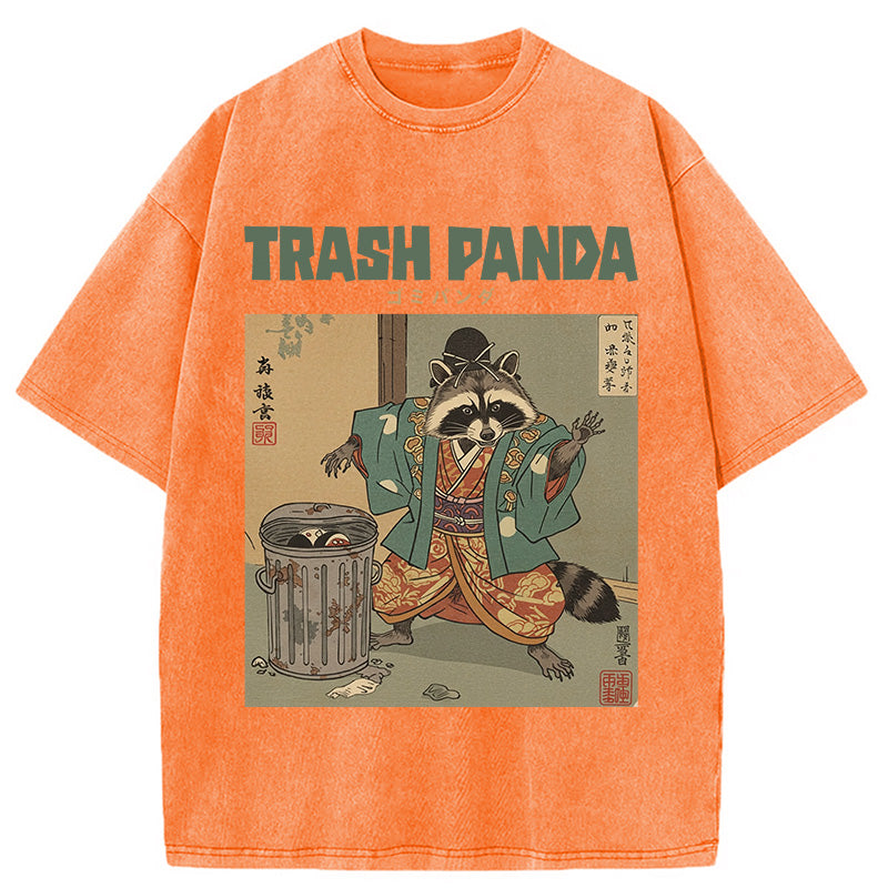 bbb Trash Panda Traditional Japanese Meme Washed T-Shirt