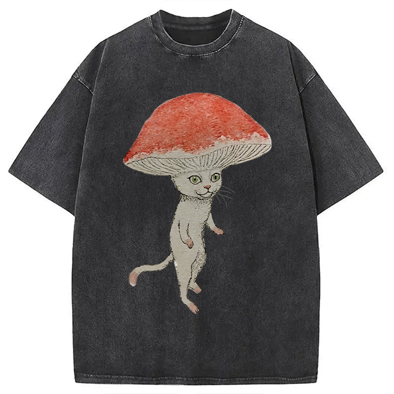 bbb Magic Mushroom Cat Washed T-Shirt